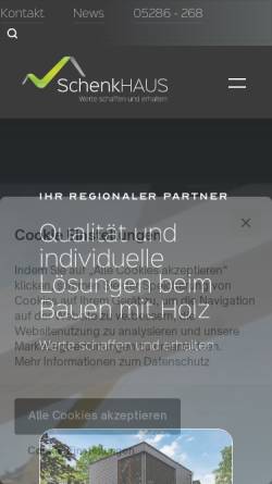 Vorschau der mobilen Webseite www.holz-von-schenk.de, Walter Zimmerei und Sägewerk