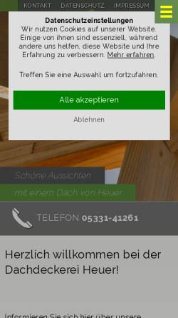 Vorschau der mobilen Webseite www.dachdecker-heuer.de, Dachdeckermeister Uwe Heuer