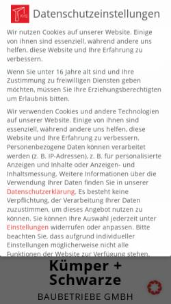 Vorschau der mobilen Webseite www.kuemper-schwarze.de, Kümper+Schwarze Baubetriebe GmbH