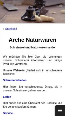 Vorschau der mobilen Webseite www.arche-naturwaren.de, Arche Naturwaren - Arnim Sandrock