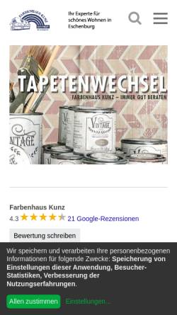 Vorschau der mobilen Webseite www.farbenhaus-kunz.de, Farbenhaus Kunz