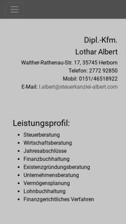 Vorschau der mobilen Webseite www.steuerlex.de, Steuerkanzlei Lothar Albert