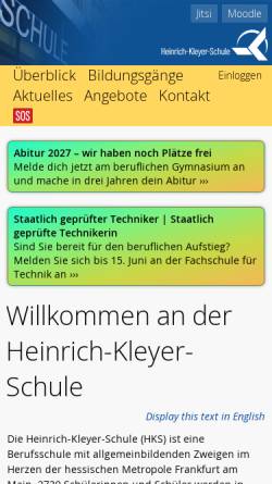 Vorschau der mobilen Webseite www.heinrich-kleyer-schule.de, Heinrich-Kleyer-Schule