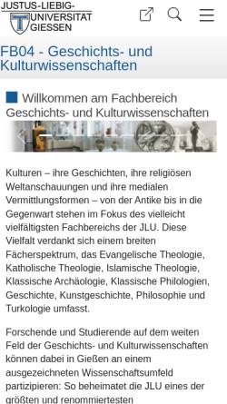 Vorschau der mobilen Webseite www.uni-giessen.de, Fachbereich 04 Geschichts- und Kulturwissenschaften