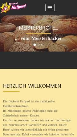 Vorschau der mobilen Webseite www.baeckerei-hufgard.de, Bäckerei und Konditorei Hufgard, Inh. Bodo Zeuch