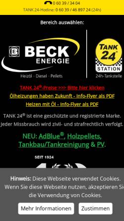 Vorschau der mobilen Webseite oel-beck.de, Oel-Beck