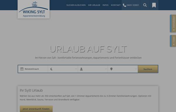 Vorschau von www.wiking-sylt.de, Hotel und Appartementvermittlung Wiking