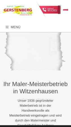 Vorschau der mobilen Webseite www.gerstenberg-maler.de, Malermeister Andreas Gerstenberg