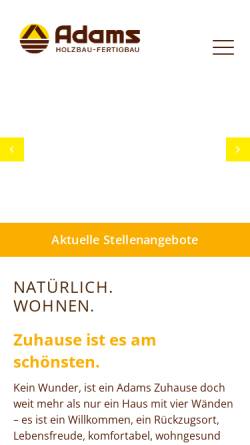 Vorschau der mobilen Webseite www.adams-holzbau.de, Adams Holzbau-Fertigbau GmbH