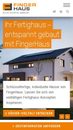 Vorschau der mobilen Webseite www.fingerhaus.de, FingerHaus Gmbh