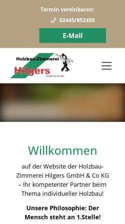 Vorschau der mobilen Webseite www.holzbau-hilgers.de, Holzbau-Zimmerei H.P. Hilgers