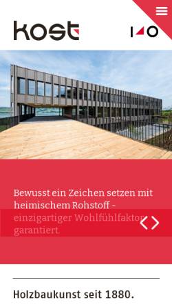 Vorschau der mobilen Webseite www.kost.ch, Kost Holzbau AG