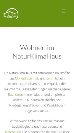 Vorschau der mobilen Webseite www.naturklimahaus.de, NaturKlimaHaus SB GmbH