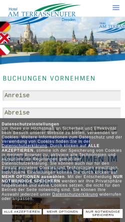 Vorschau der mobilen Webseite www.hotel-terrassenufer.de, Hotel Am Terrassenufer
