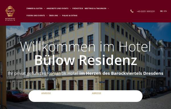 Vorschau von www.buelow-residenz.de, Hotel Bülow Residenz