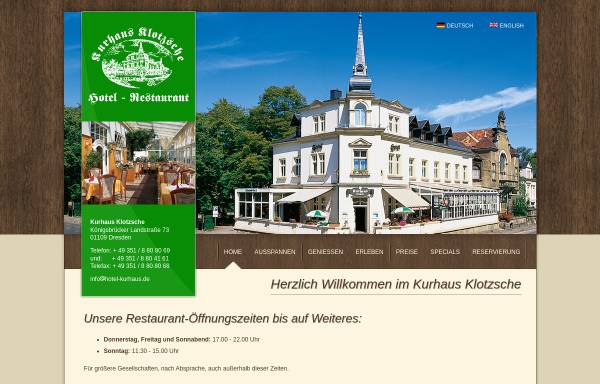 Vorschau von www.hotel-kurhaus.de, Kurhaus Klotzsche