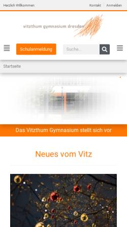Vorschau der mobilen Webseite www.vitzthum-gymnasium.de, Vitzthum Gymnasium (Zschertnitz)