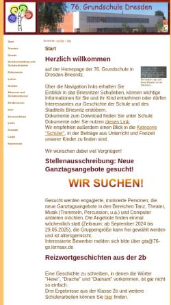 Vorschau der mobilen Webseite www.76-grundschule-dresden.de, 76. Grundschule (Briesnitz)
