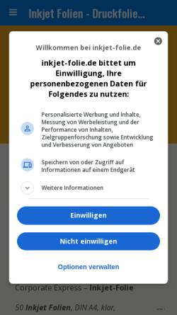 Vorschau der mobilen Webseite www.inkjet-folie.de, professional IT-Solutions
