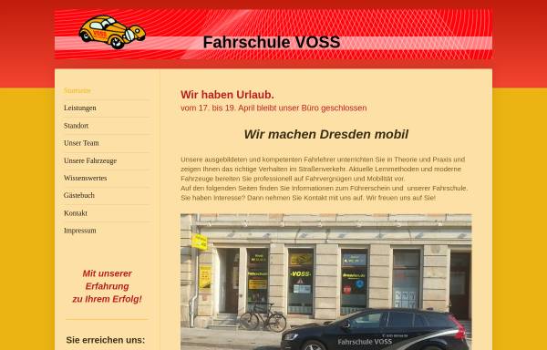 Vorschau von www.fahrschule-voss-dresden.de, Fahrschule VOSS