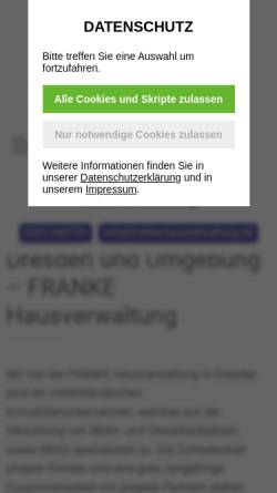 Vorschau der mobilen Webseite www.franke-hausverwaltung.de, Hausverwaltung Franke