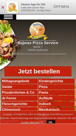 Vorschau der mobilen Webseite www.bajwasdelitzsch.de, Bajwa´s Pizza Service