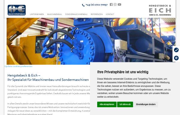 Vorschau von www.h-e-maschinenbau.de, Hengstebeck & Eich GmbH & Co. Maschinenbau