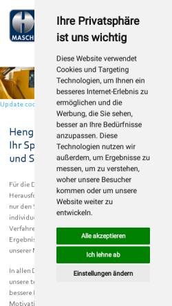 Vorschau der mobilen Webseite www.h-e-maschinenbau.de, Hengstebeck & Eich GmbH & Co. Maschinenbau