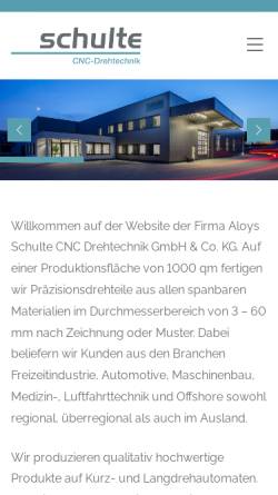 Vorschau der mobilen Webseite www.aloys-schulte.de, Schulte CNC-Drehtechnik