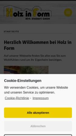 Vorschau der mobilen Webseite www.holzinform-steinert.de, Holz in Form - Dirk Steinert GmbH