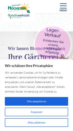 Vorschau der mobilen Webseite www.gaertnerei-hochstein.de, Gärtnerei Hochstein