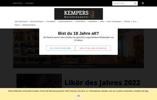 Vorschau von www.kempers-korn.de, Kornbrennerei J. J. Kemper, Inh. Arens e.K.
