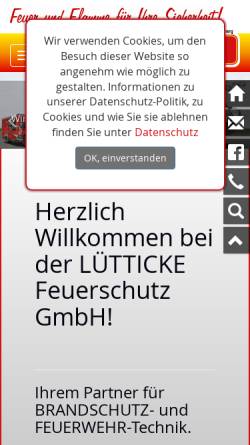 Vorschau der mobilen Webseite www.luetticke-feuerschutz.de, Lütticke Feuerschutz GmbH