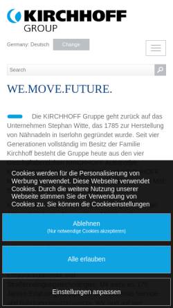 Vorschau der mobilen Webseite www.kirchhoff-gruppe.de, Kirchhoff-Gruppe