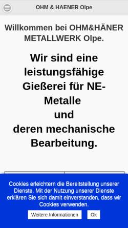 Vorschau der mobilen Webseite www.ohmundhaener.de, Ohm & Häner Metallwerk GmbH & Co. KG