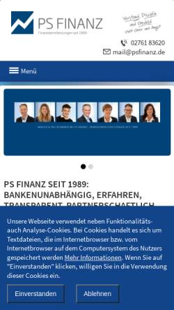 Vorschau der mobilen Webseite www.psfinanz.de, PS Finanz e.K.