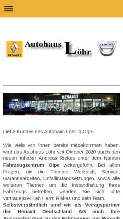 Vorschau der mobilen Webseite www.autohaus-loehr.de, Autohaus Löhr GmbH & Co KG