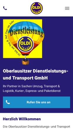 Vorschau der mobilen Webseite www.oldi.de, Oberlausitzer Dienstleistungs- und Transport GmbH