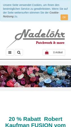Vorschau der mobilen Webseite www.nadeloehr-patchwork.de, Nadelöhr Patchwork