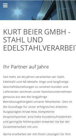 Vorschau der mobilen Webseite beier-siegen.de, Kurt Beier GmbH, Stahl- und Edelstahlverarbeitung