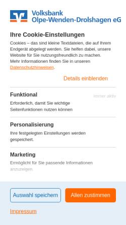 Vorschau der mobilen Webseite www.voba-wenden-drolshagen.de, Volksbank Wenden-Drolshagen eG