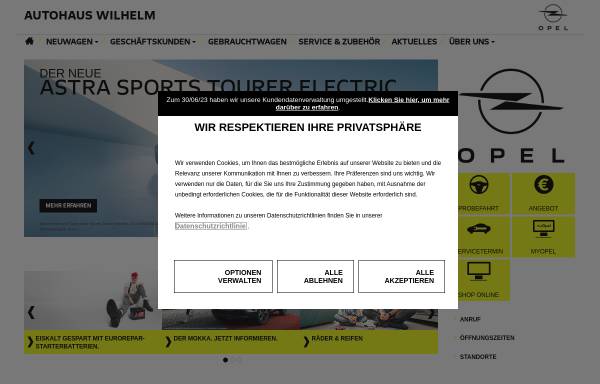 Vorschau von www.opel-wilhelm-krumbach.de, Autohaus Wilhelm GmbH u. Co KG