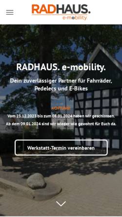 Vorschau der mobilen Webseite www.radhaus-huellhorst.de, Radhaus, Inhaber Martin Kuhlmeier