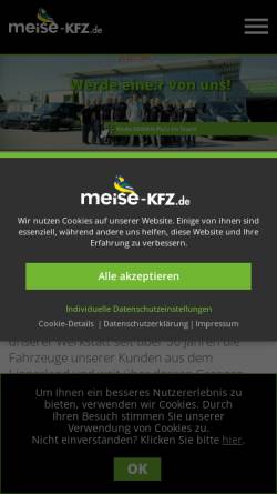 Vorschau der mobilen Webseite meise-kfz.de, Meise Karosseriebau, Thomas Meise GmbH