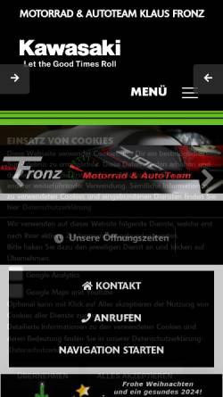 Vorschau der mobilen Webseite www.motorrad-fronz.de, Klaus Fronz