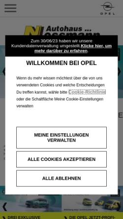 Vorschau der mobilen Webseite www.opel-nossmann-rheinbach.de, Autohaus Nossmann GmbH