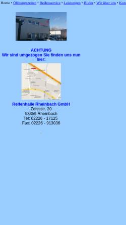 Vorschau der mobilen Webseite www.reifenhalle-rheinbach.de, Reifenhalle Rheinbach