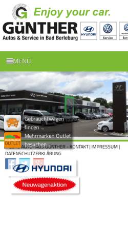 Vorschau der mobilen Webseite www.die-autofamilie-guenther.de, Erwin Günther GmbH