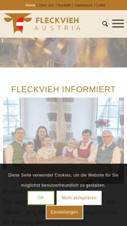 Vorschau der mobilen Webseite www.fleckvieh.at, Arbeitsgemeinschaft österreichischer Fleckviehzüchter