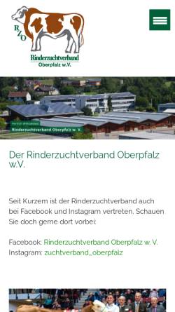 Vorschau der mobilen Webseite www.rinderzucht-oberpfalz.de, Rinderzuchtverband Oberpfalz e.V.
